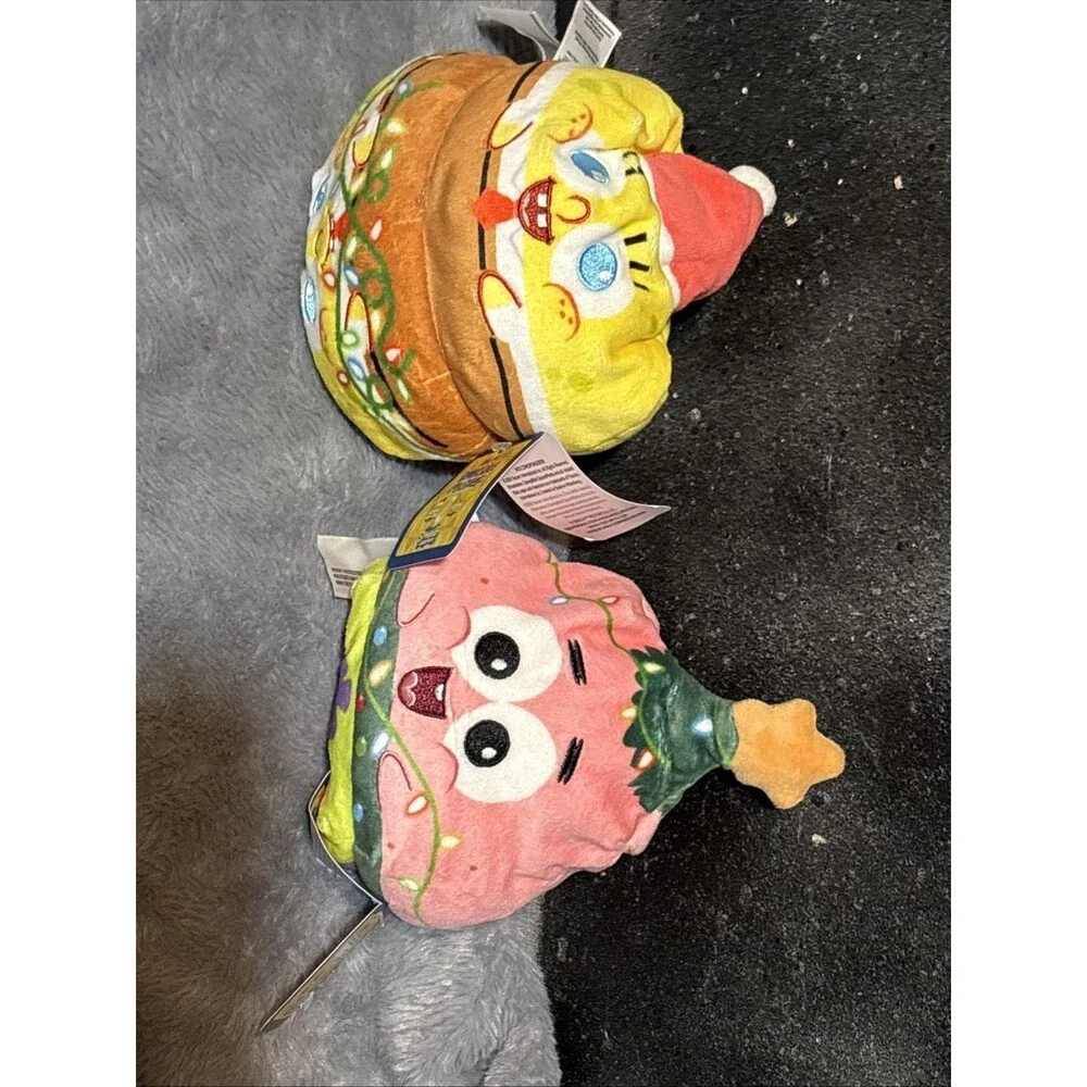 NWT TeeTurtle Reversible Plushies Lot 2 SpongeBob Christmas And Patrick Star